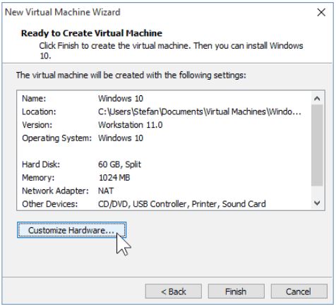 Customizing Hardware - How to Install Windows 10 in VMware Workstation