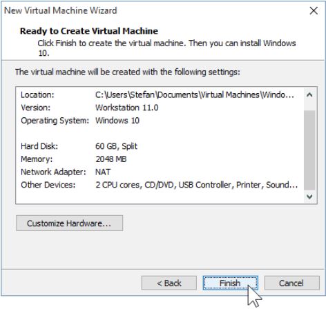 Finishing the Setup - How to Install Windows 10 in VMware Workstation