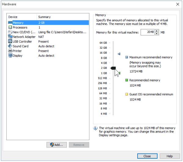 Setting custom RAM - How to Install Windows 10 in VMware Workstation