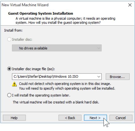 Configuring path of windows 10 iso file - How to Install Windows 10 in VMware Workstation