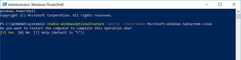 Enabling Windows Subsystem for Linux using powershell - How to Install Linux on Windows 10