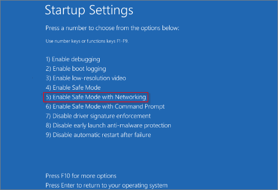 Enabling Safe Mode with Networking in Windows 10 to fix Google Chrome not working