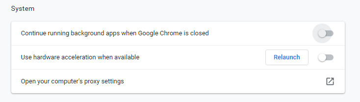 Disable Hardware Acceleration in chrome settings to fix google chrome not working in Windows 10