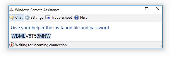 Invitation file password for helper