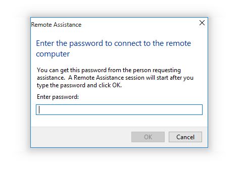 Enter password and click ok to connect to other computer