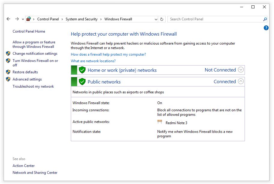 Windows Firewall Settings to allow Remote Assistance on your Pc